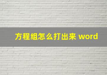 方程组怎么打出来 word